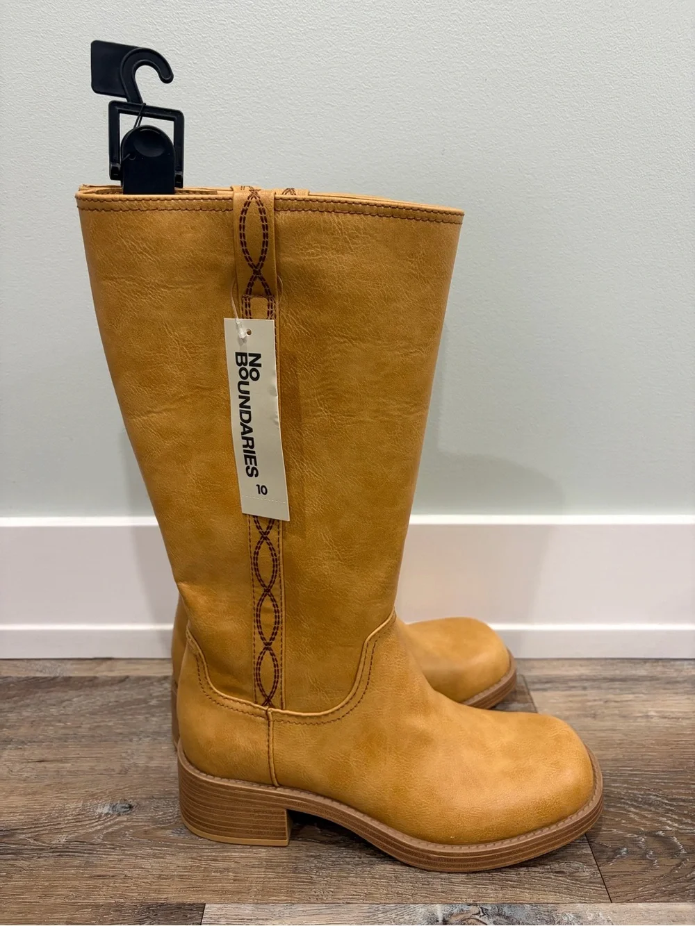 Classic Tall Camel Women's Faux Leather Boots, No Boundaries Brand Size 10